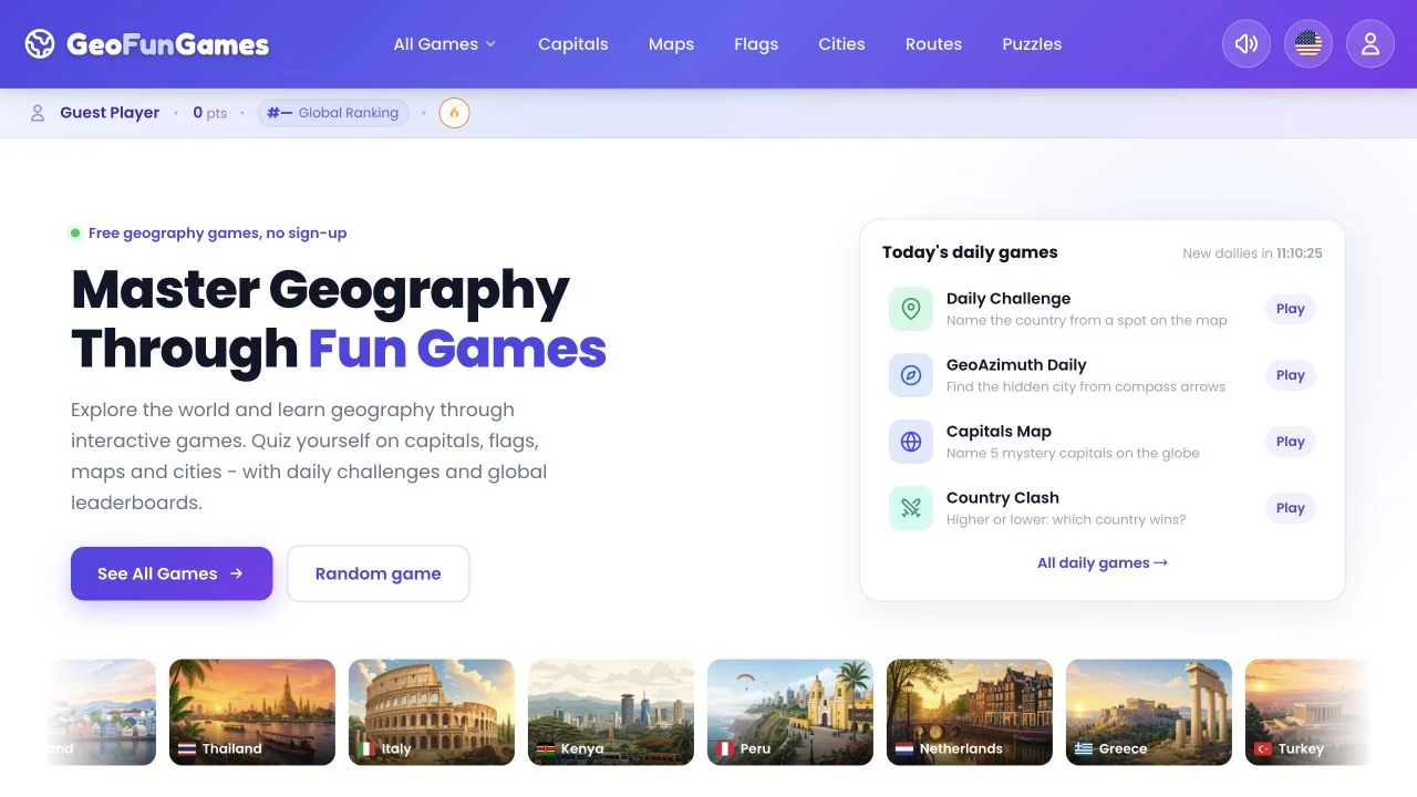 GeoFunGames — geography activity catalog