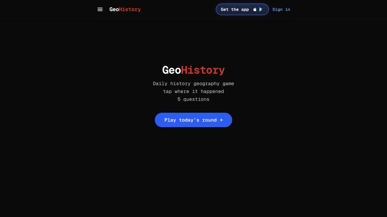 GeoHistory — five-question daily historical-location introduction