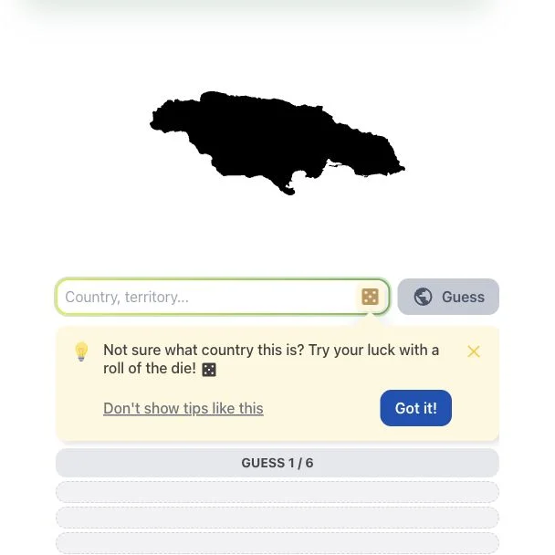 Worldle — daily country silhouette and guess entry